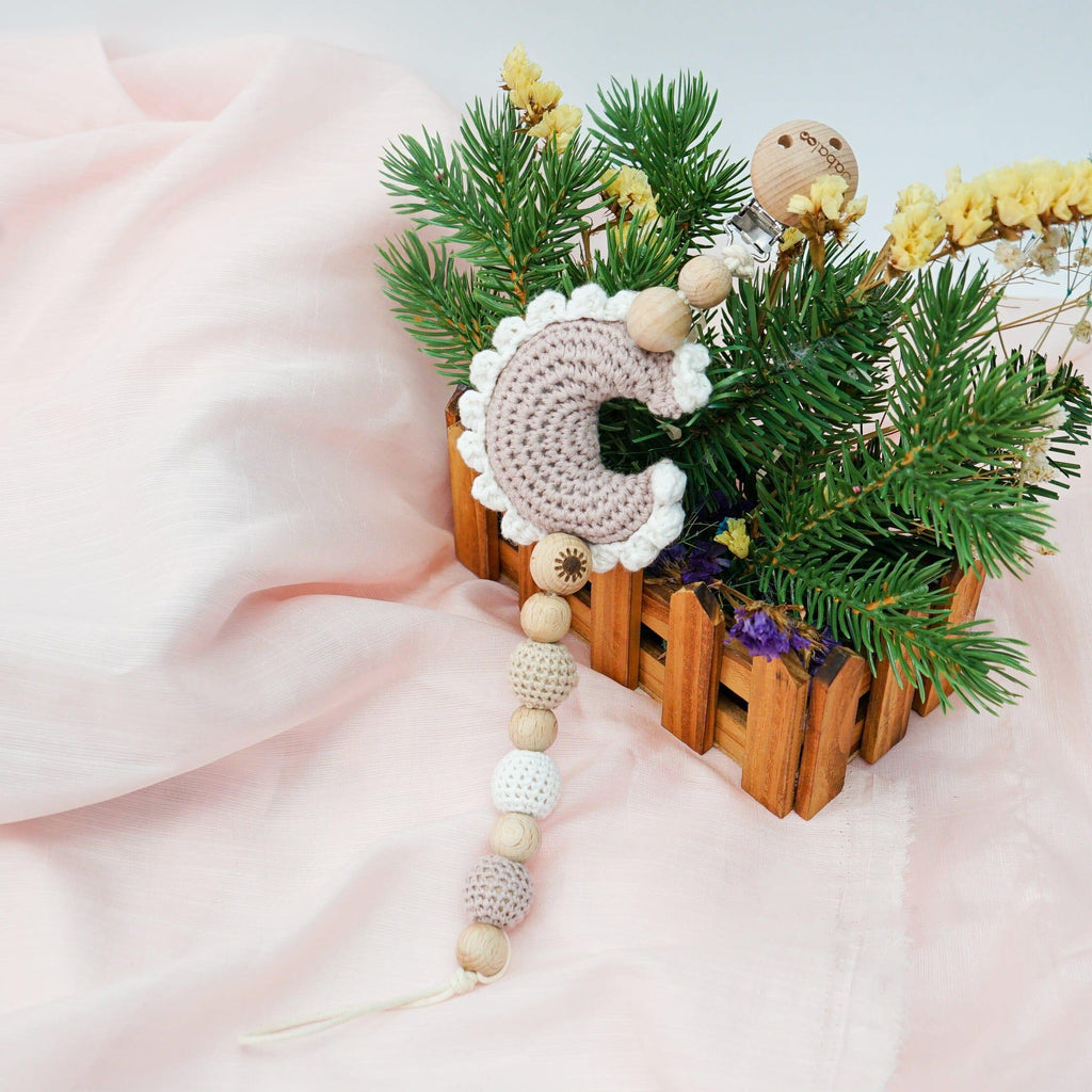 Crochet Moon Pacifier Clip