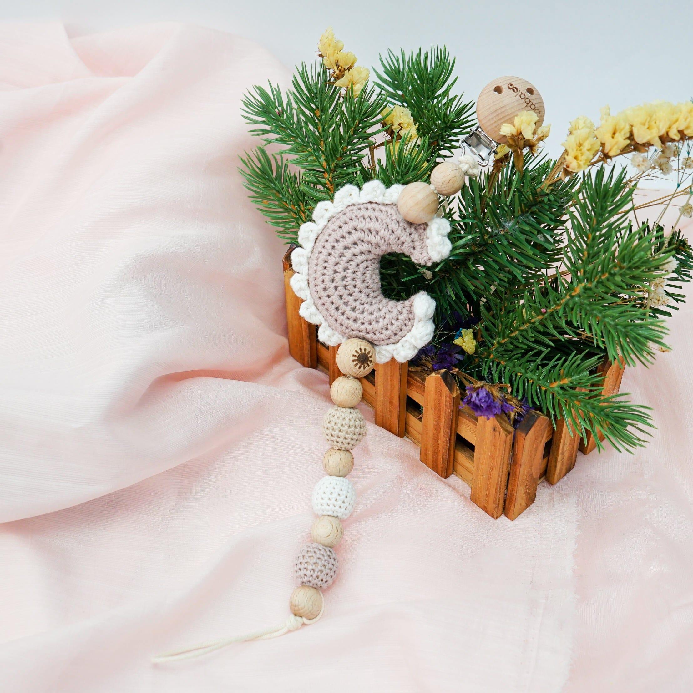 Crochet Moon Pacifier Clip