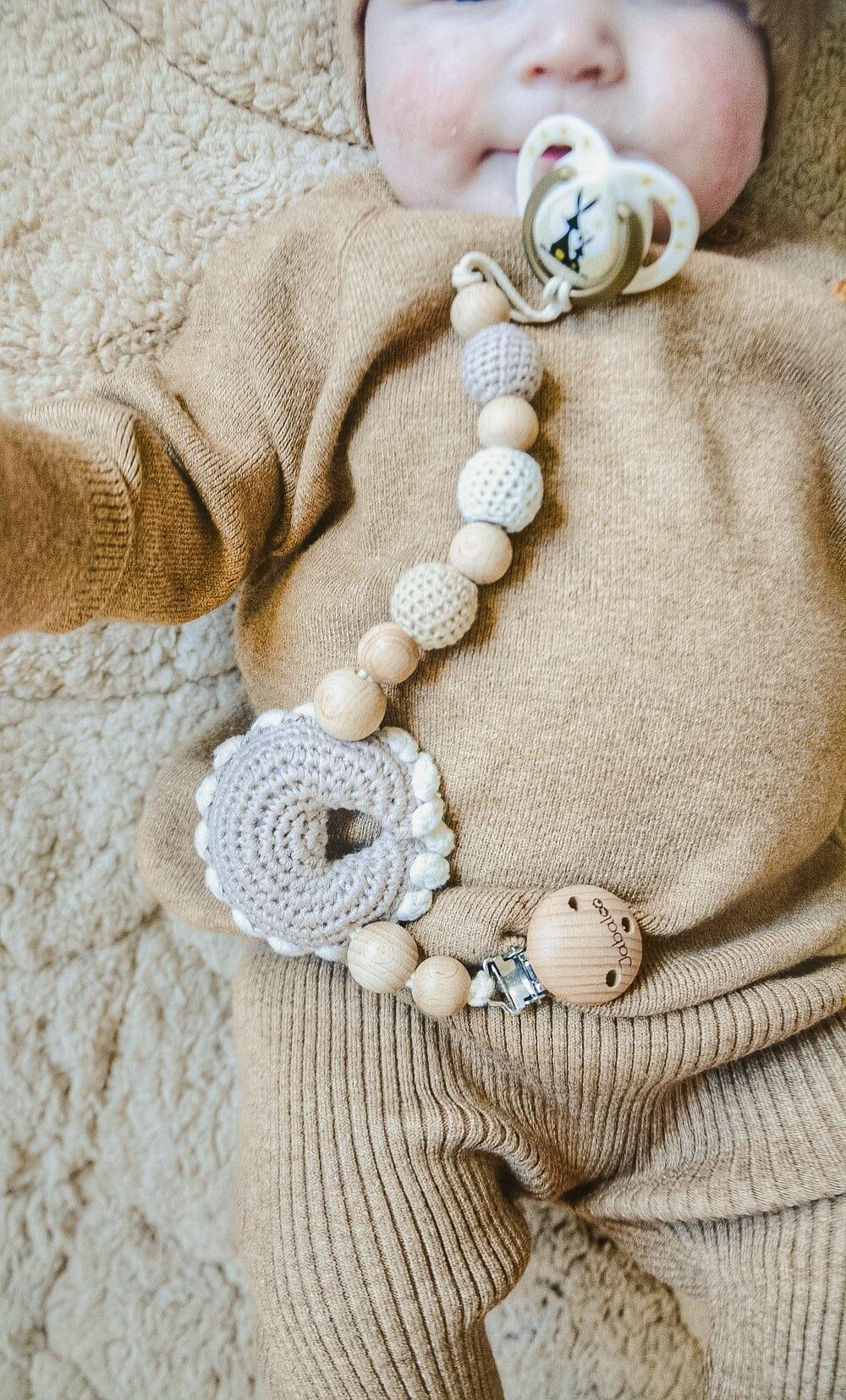 Crochet Moon Pacifier Clip