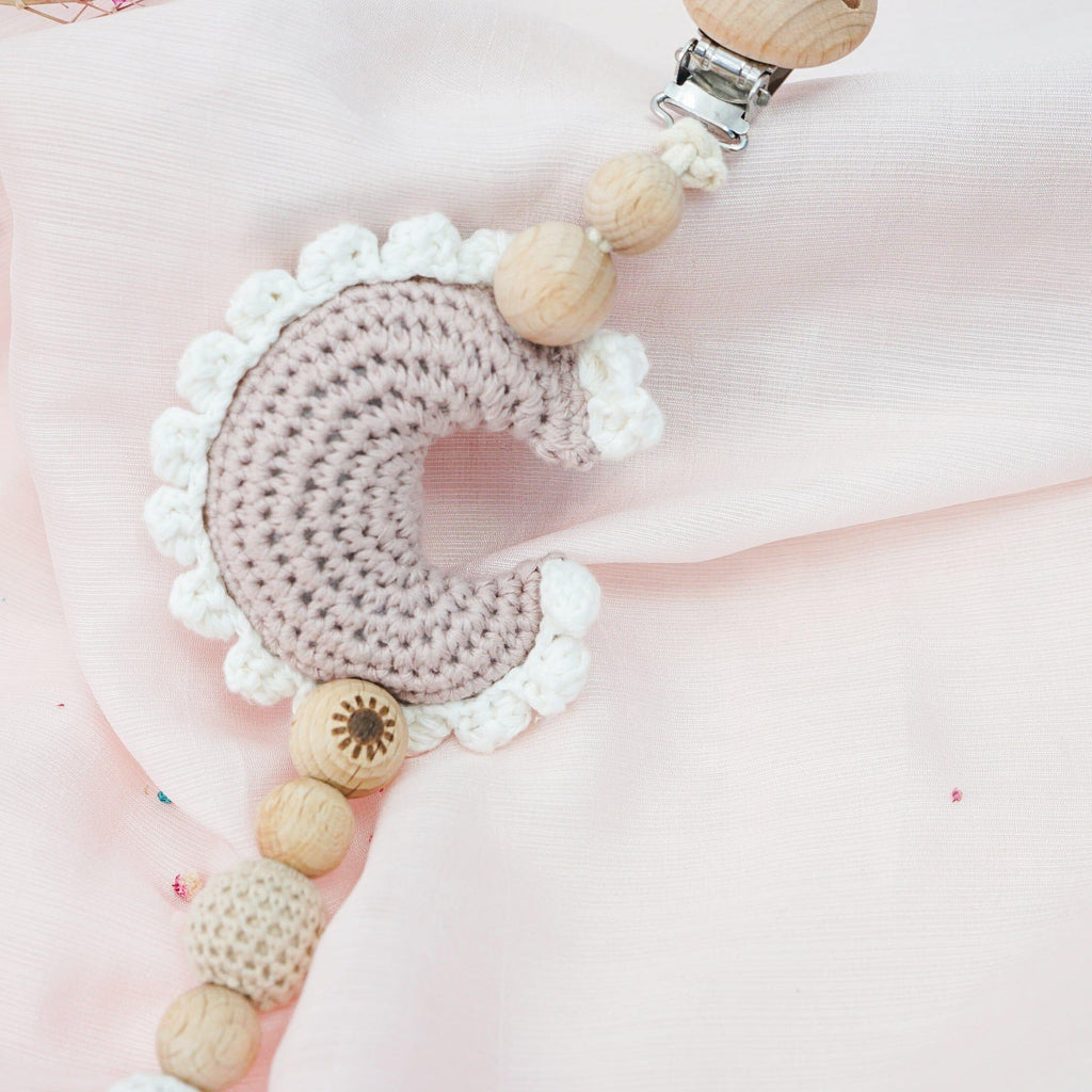 Crochet Moon Pacifier Clip