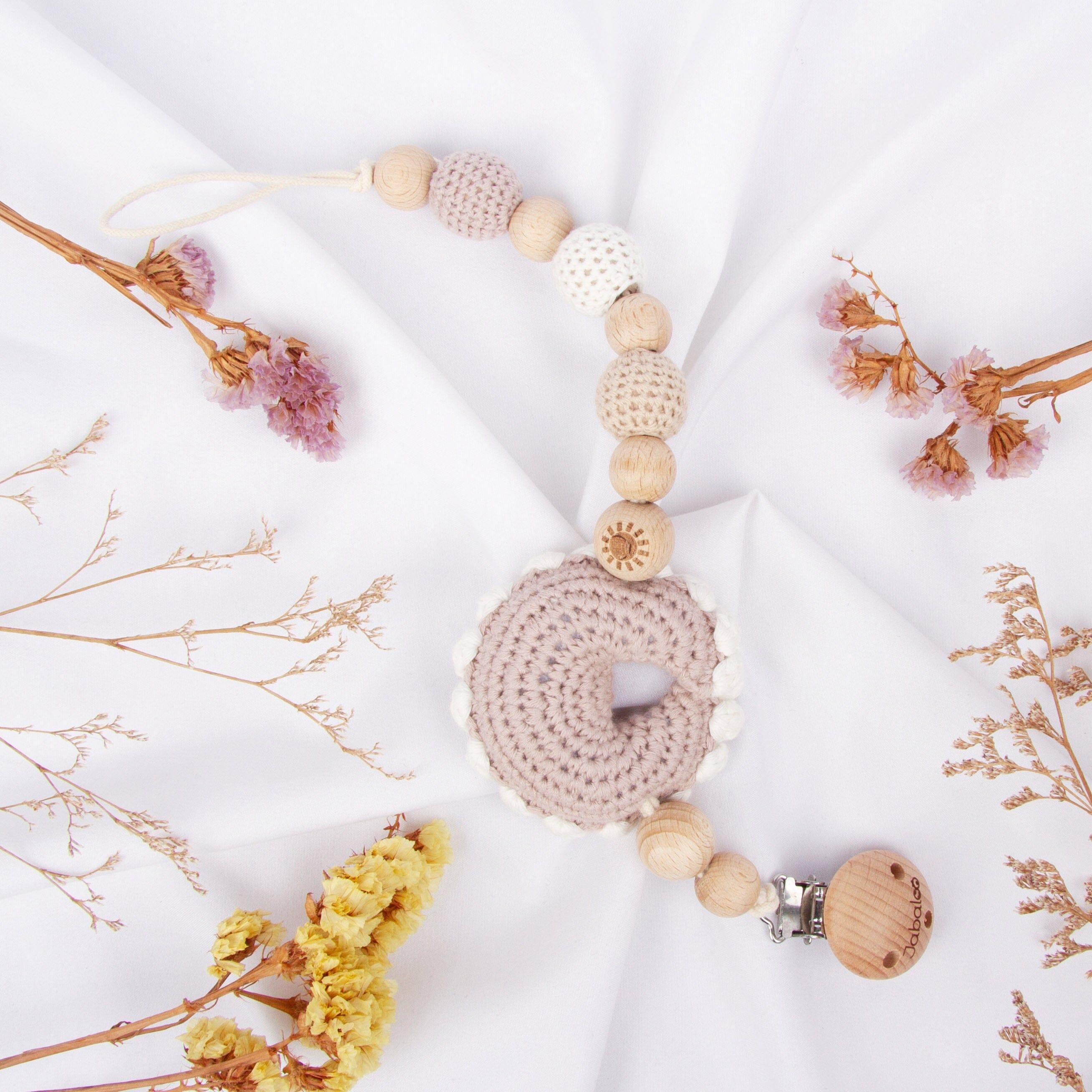 Crochet Moon Pacifier Clip