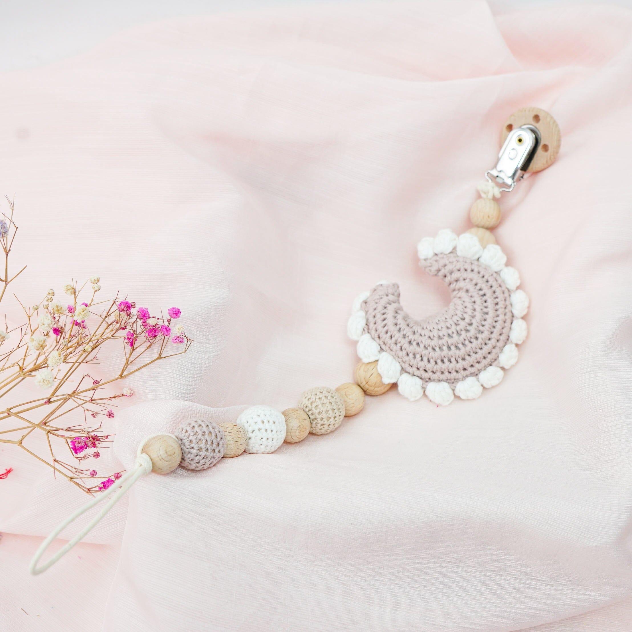 Crochet Moon Pacifier Clip