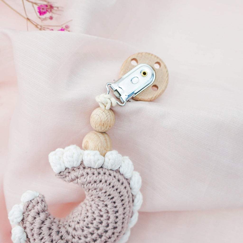 Crochet Moon Pacifier Clip