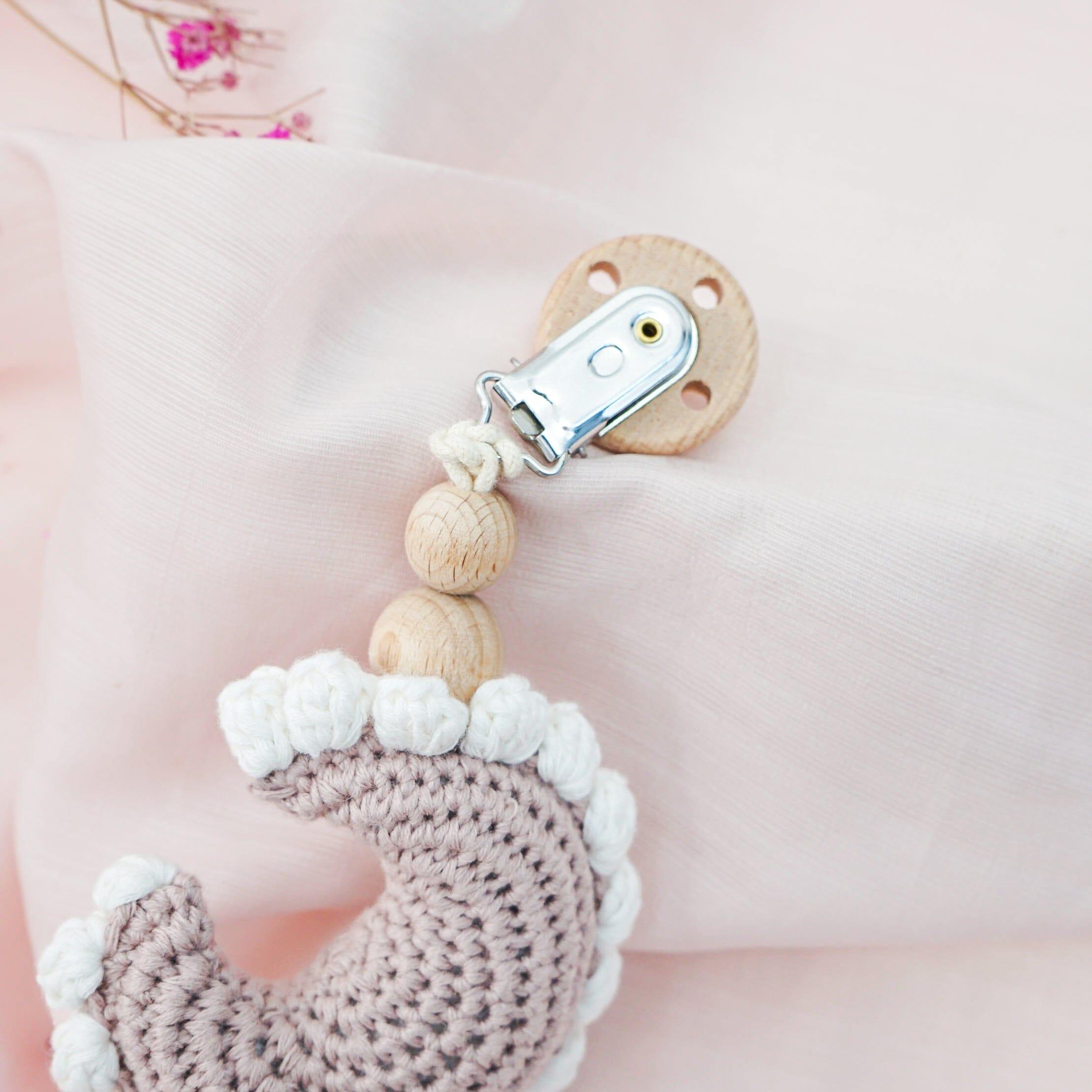 Crochet Moon Pacifier Clip