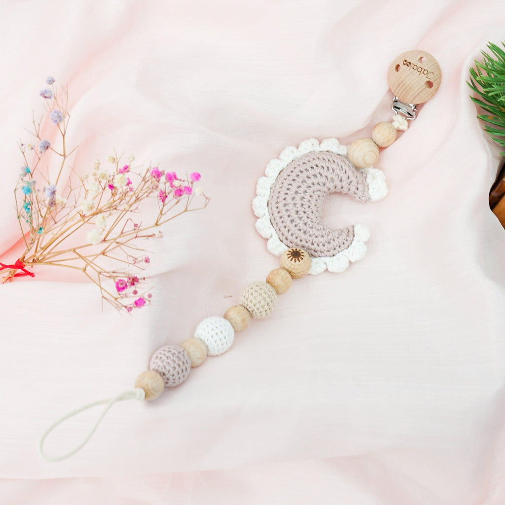 Crochet Moon Pacifier Clip