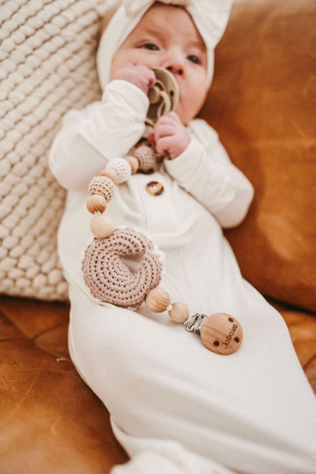 Crochet Moon Pacifier Clip