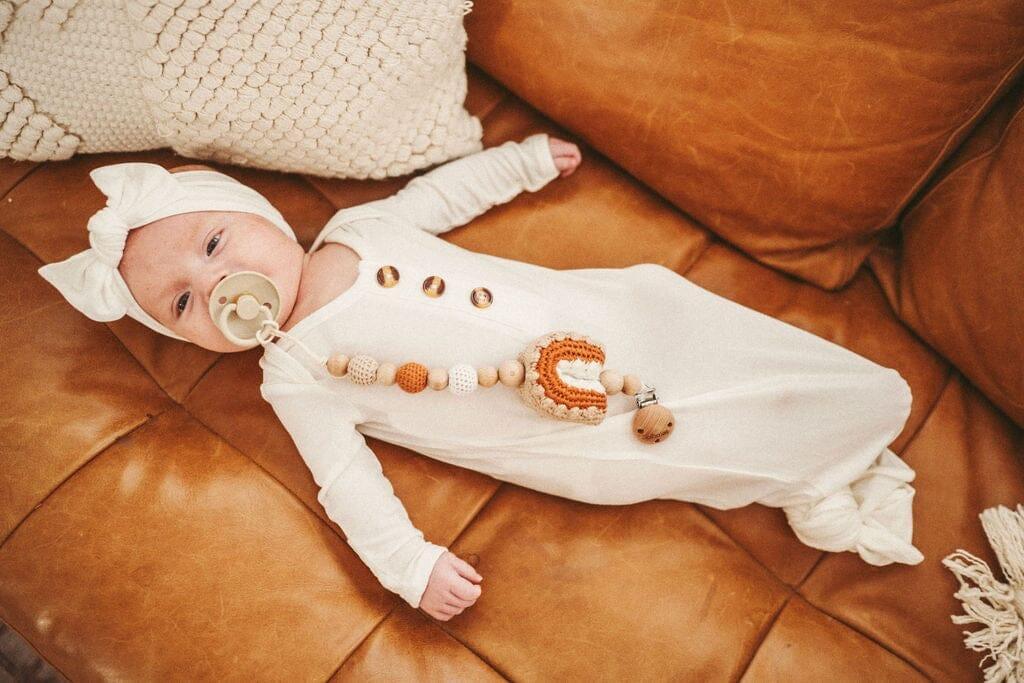 Crochet Rainbow Pacifier Clip