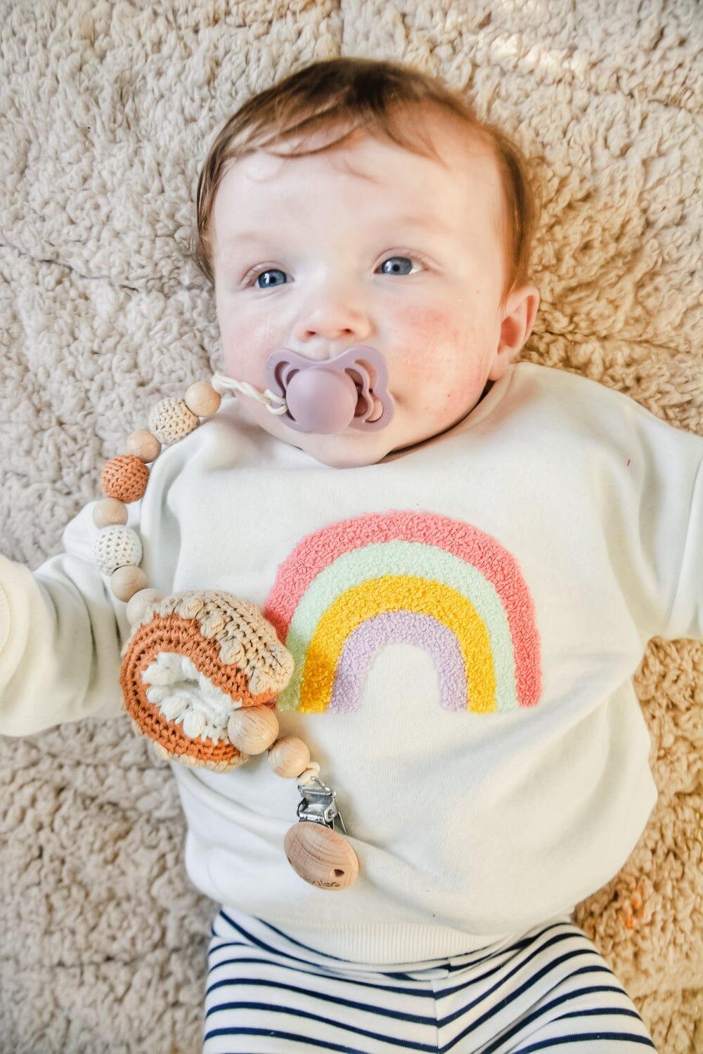 Crochet Rainbow Pacifier Clip