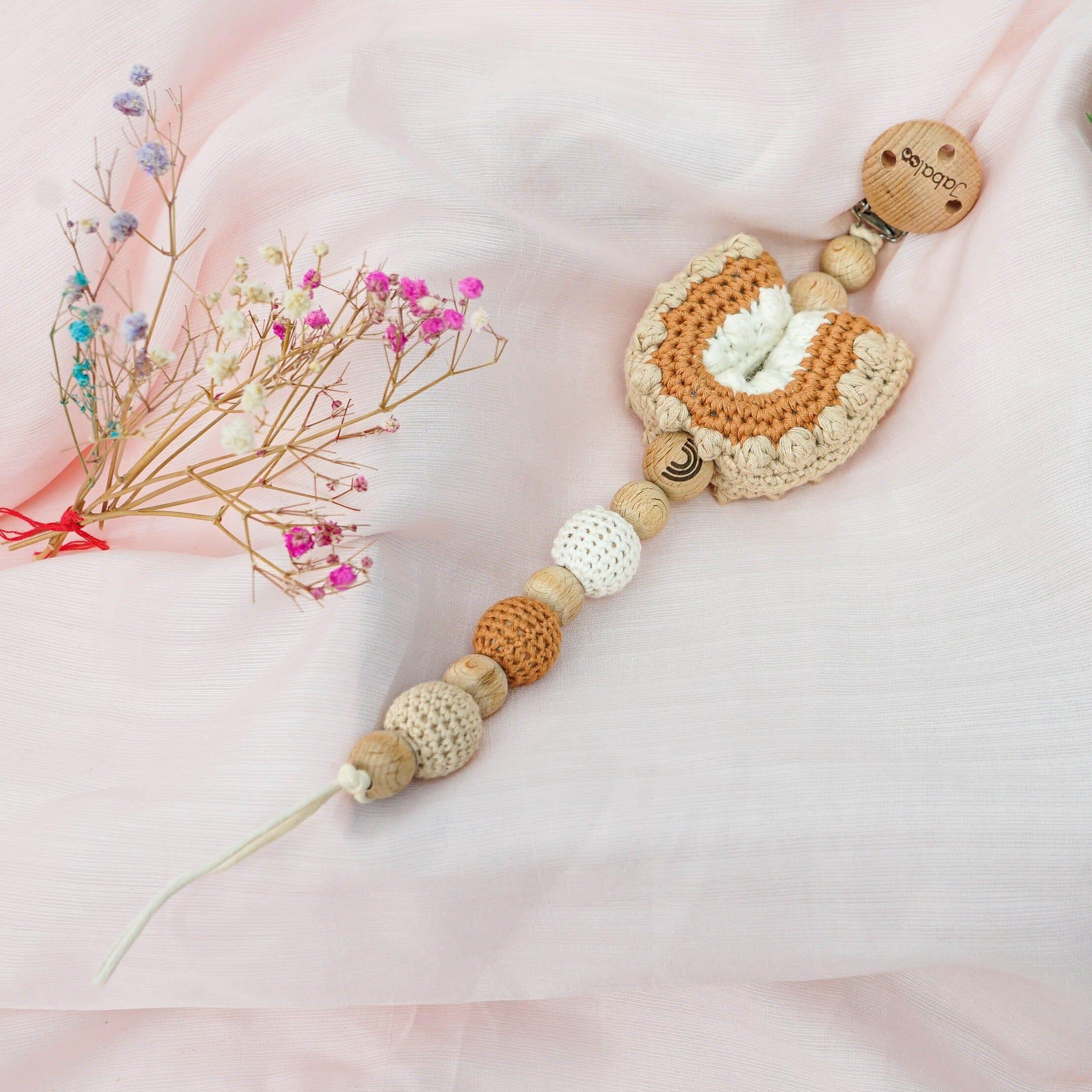 Crochet Rainbow Pacifier Clip