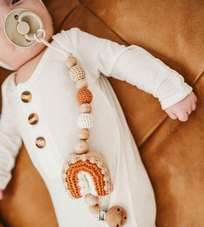 Crochet Rainbow Pacifier Clip