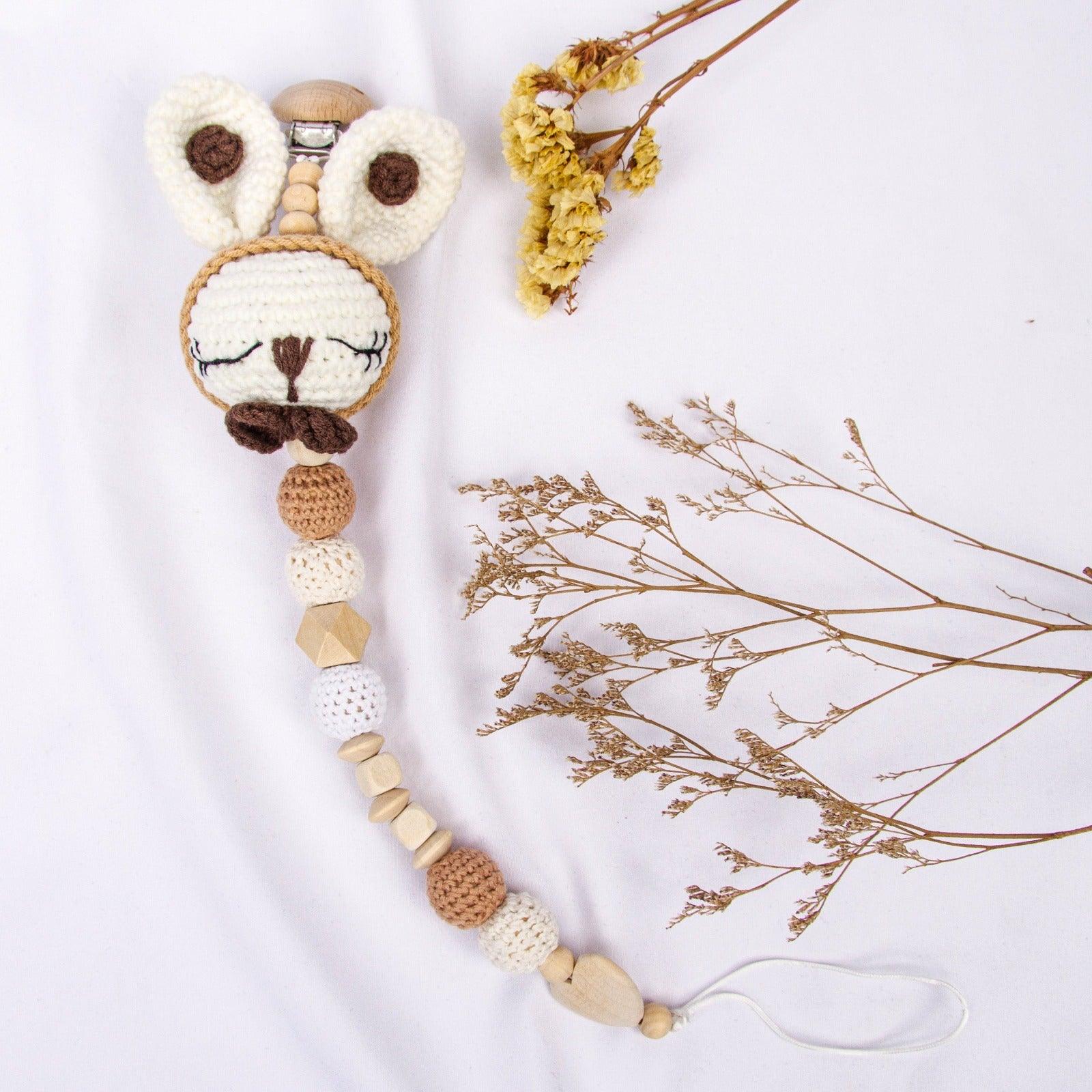 Crochet Sleeping Bunny Pacifier Clip