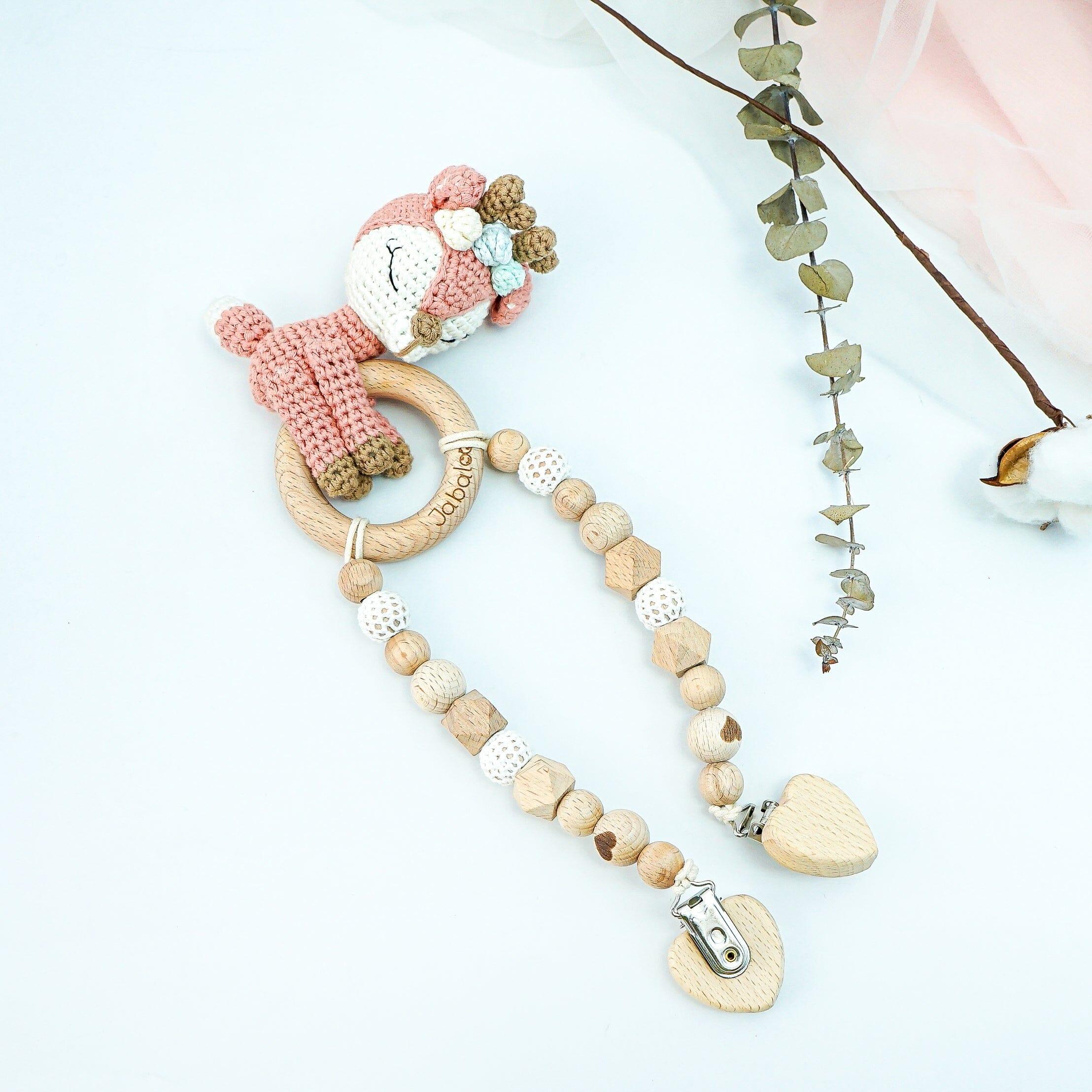 Handmade Crochet Reindeer Stroller Clip