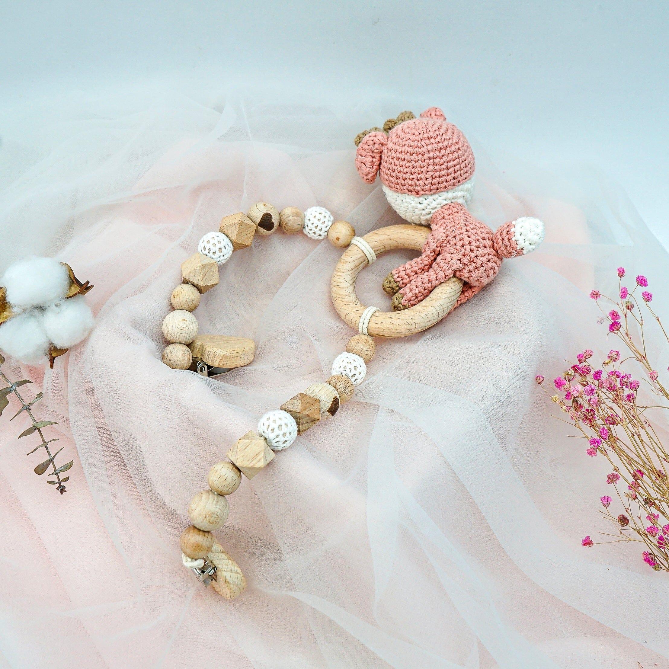 Handmade Crochet Reindeer Stroller Clip