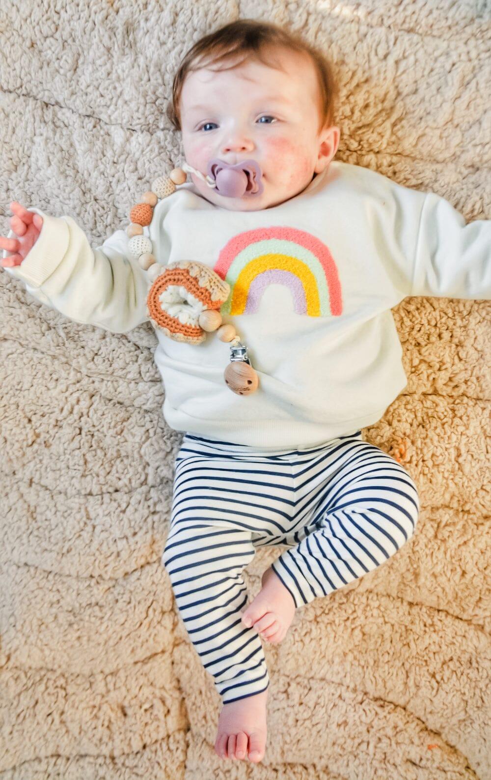 Crochet Rainbow Pacifier Clip